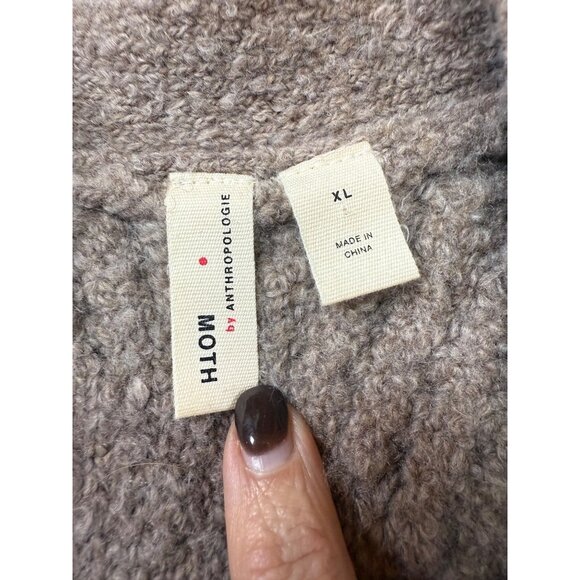 Moth By Anthropologie Open Front Cardigan XL Draped Beige Textured (bin FF214) - Picture 4 of 6